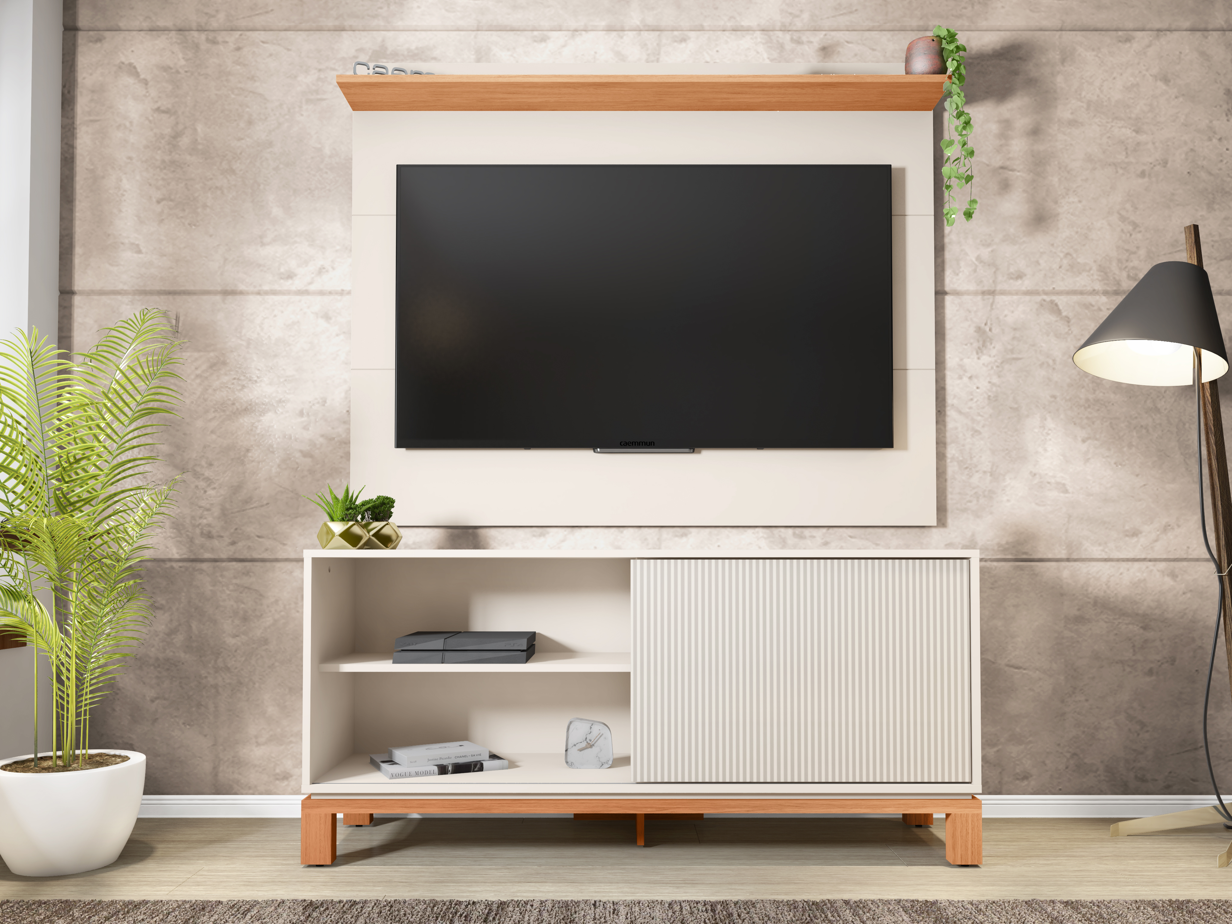 Set Mondrian Panel Extensible 1.35-1.8 + Rack 1.35 OW Castaño  1