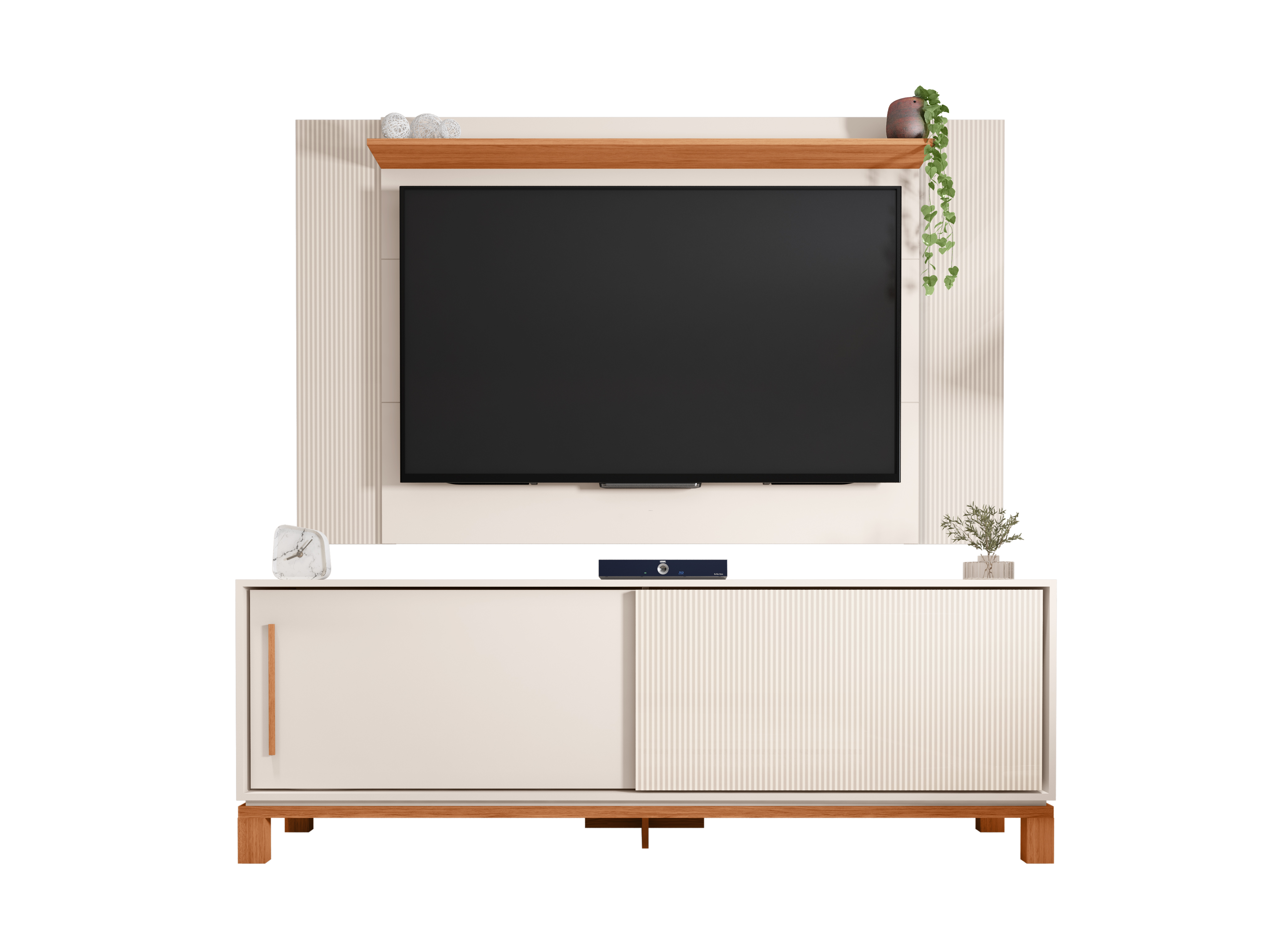 Set Mondrian panel extensible 1.35-1.8 + Rack 1.80 Ow Castaño  3