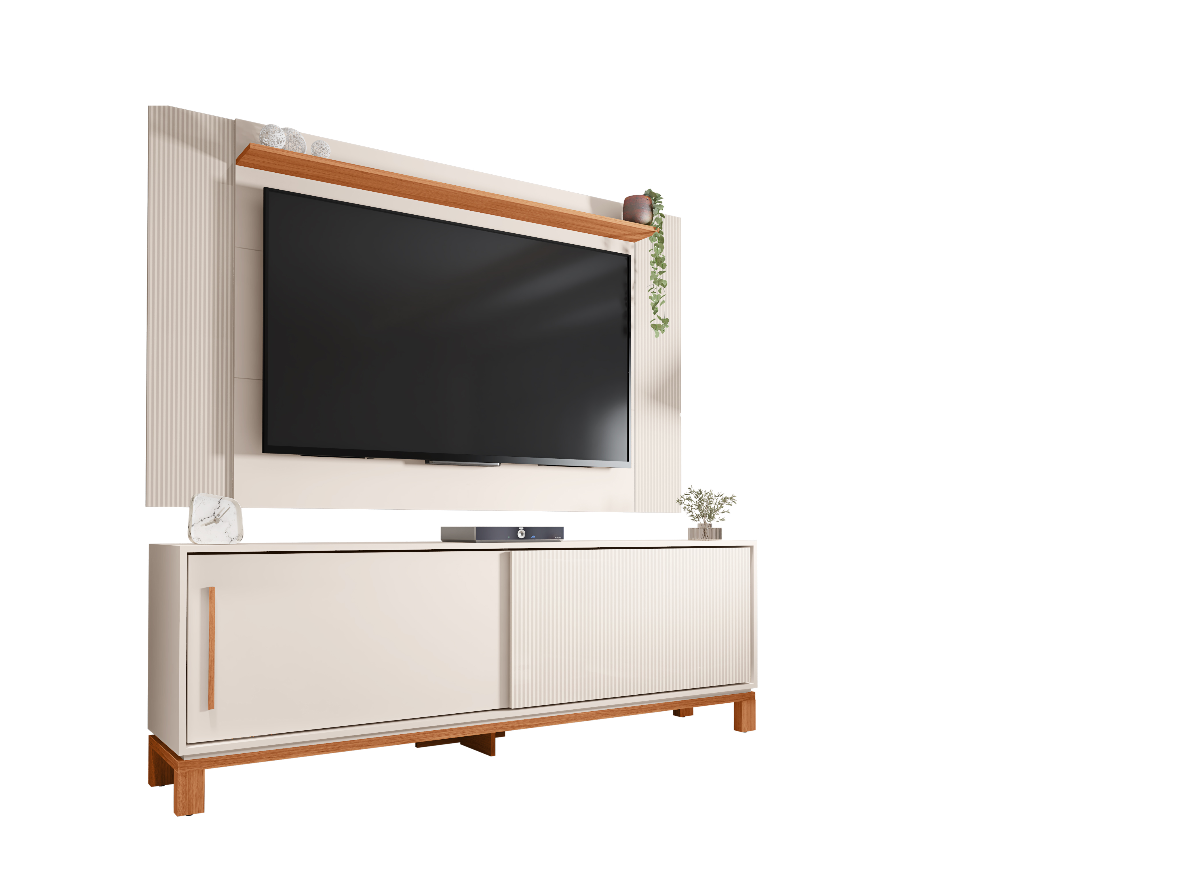 Set Mondrian panel extensible 1.35-1.8 + Rack 1.80 Ow Castaño  4