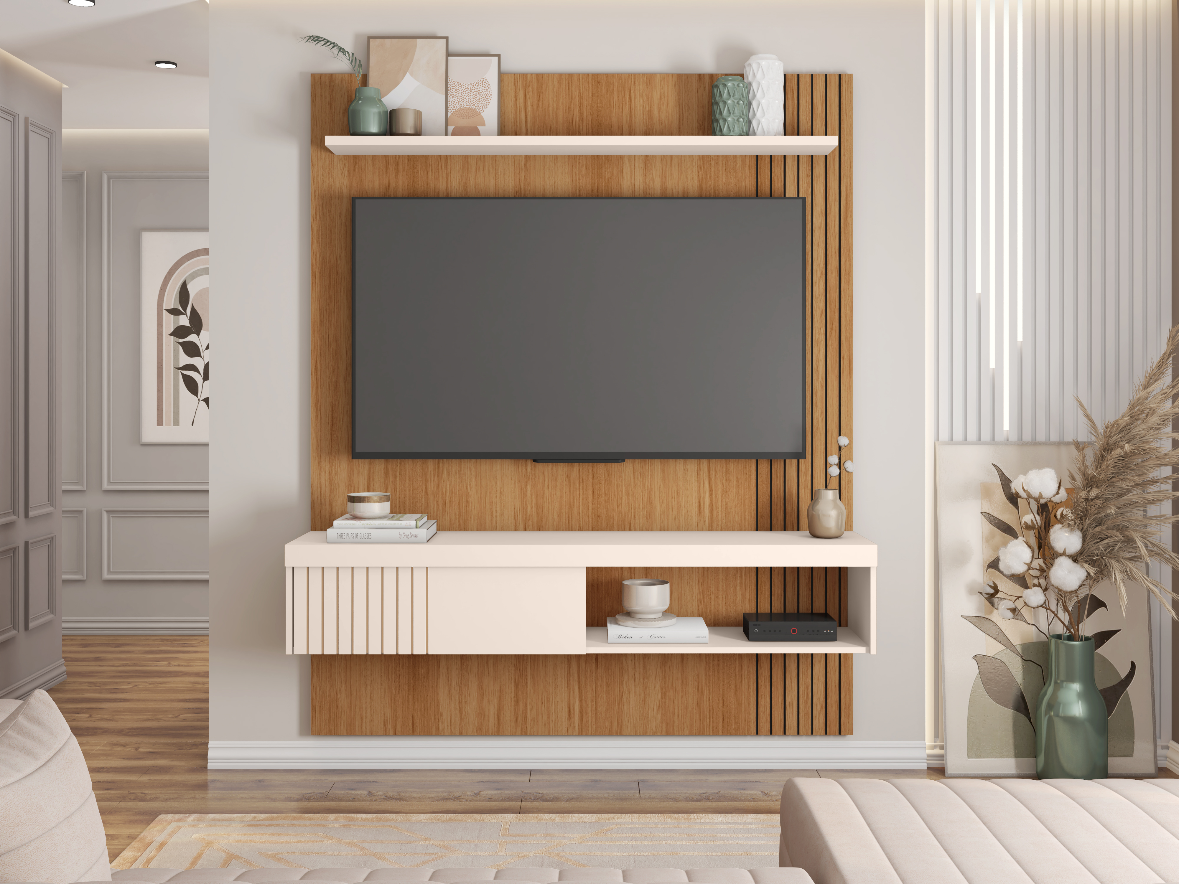 Panel Jade 1.50 Off White Castaño  1