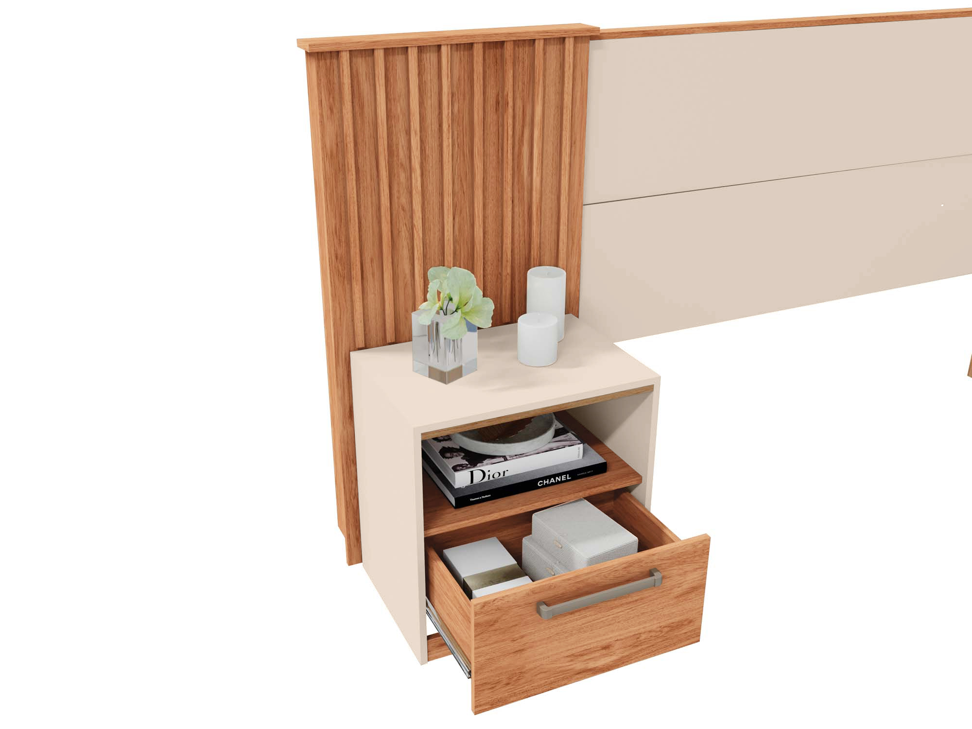 Respaldo Lucius Castaño Extensible 260-320cm + 2 Veladores 2