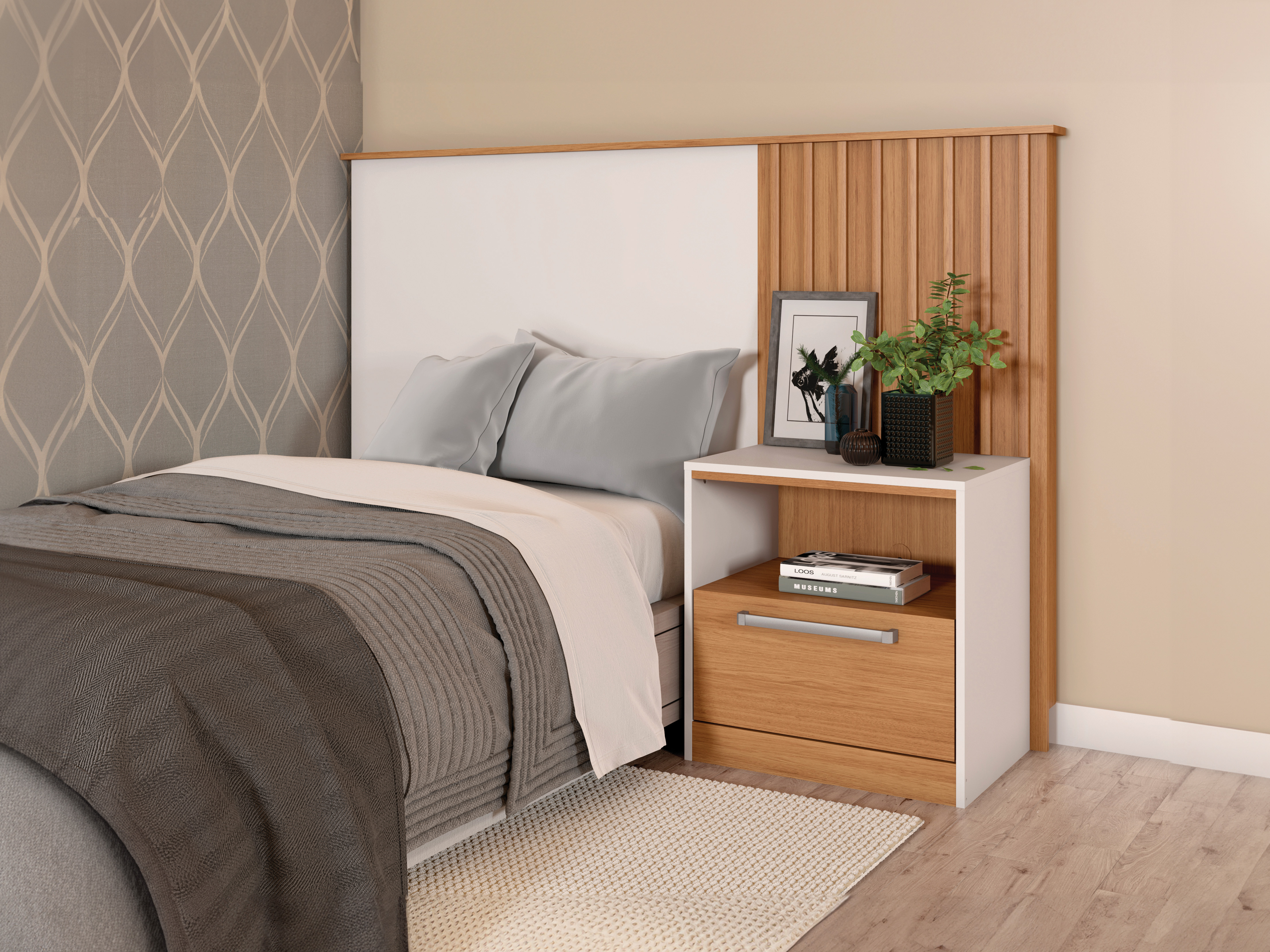 Respaldo Lucila 1.7 Castaño OW + Velador 3