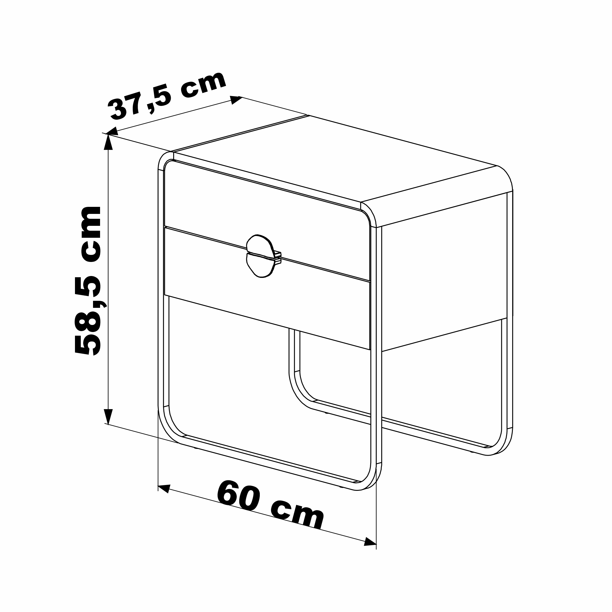 Velador 2Cajones Luna 28062 Negro 4