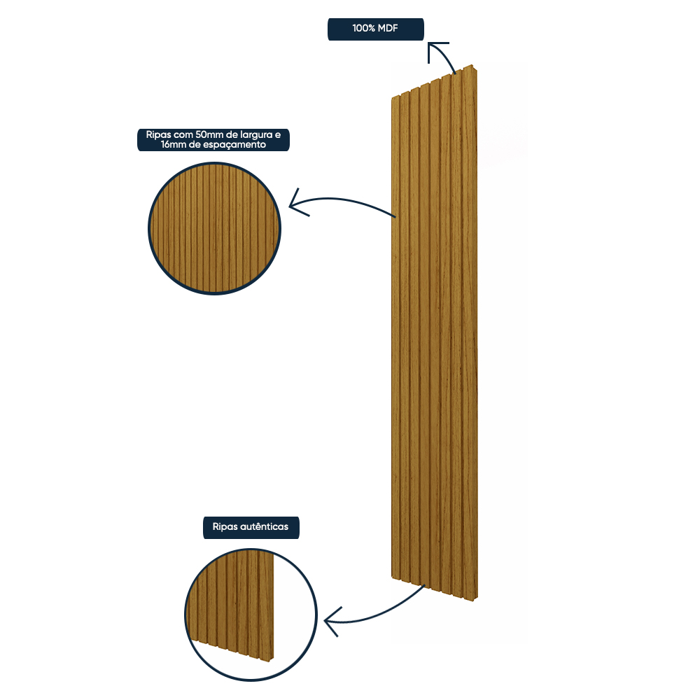 Panel Nobre Ripiado Decorativo 50 cm Natural 3