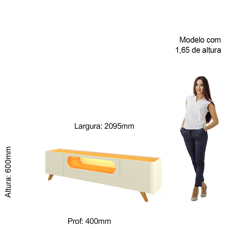 Rack Nobre 2.1 Pata Madera Off White Natural 2