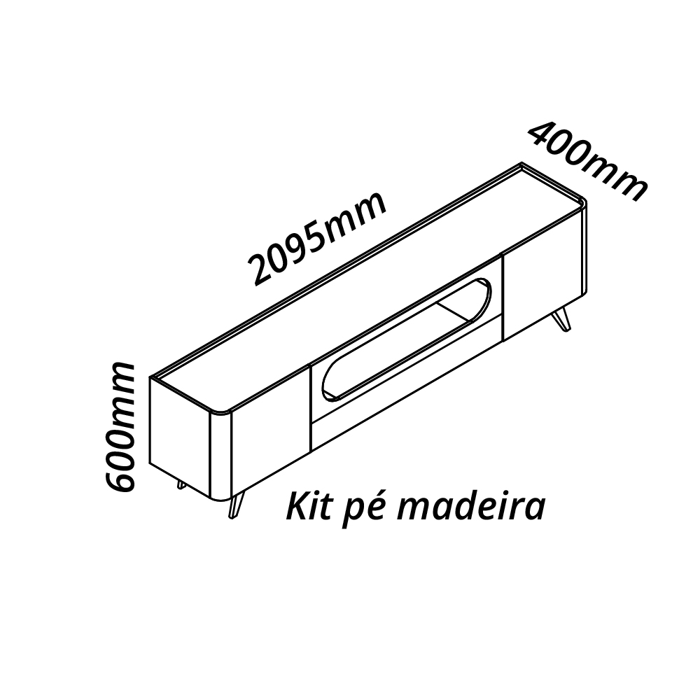 Rack Nobre 2.1 Pata Madera Off White Natural 4