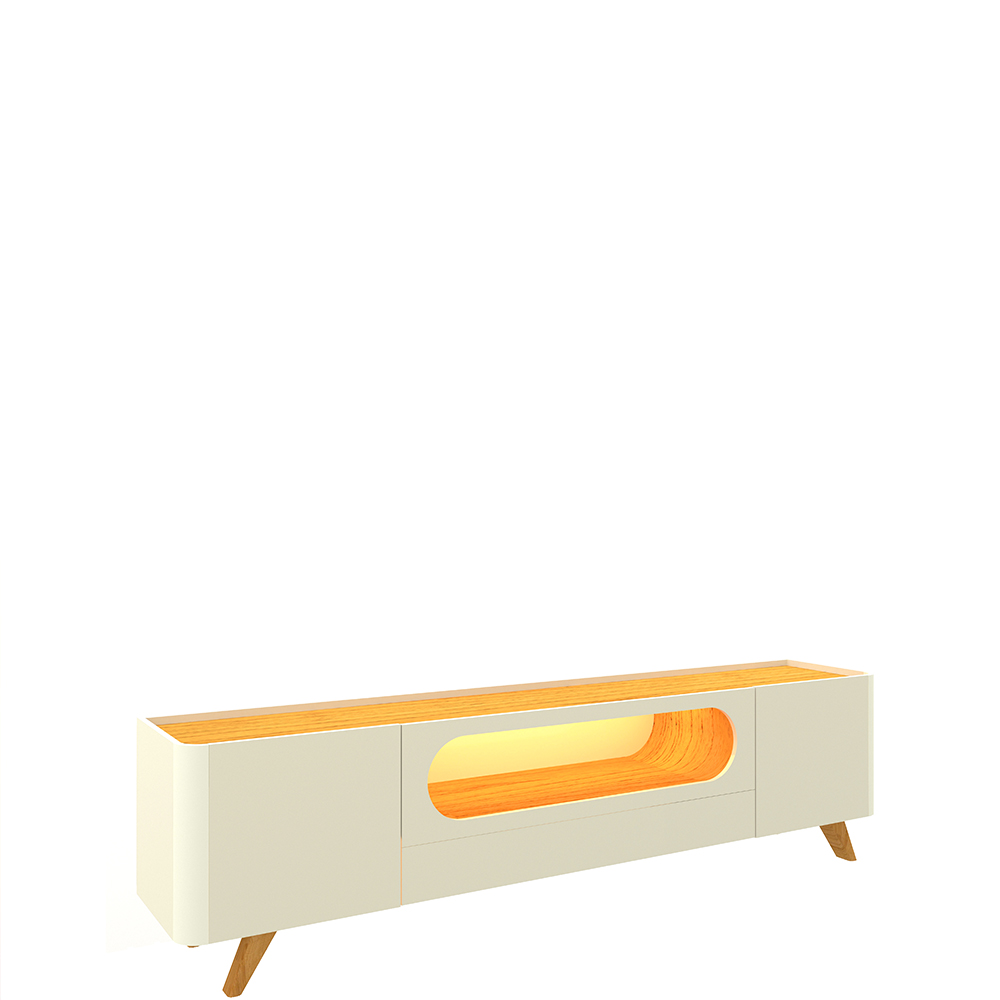 Rack Nobre 2.1 Pata Madera Off White Natural 5