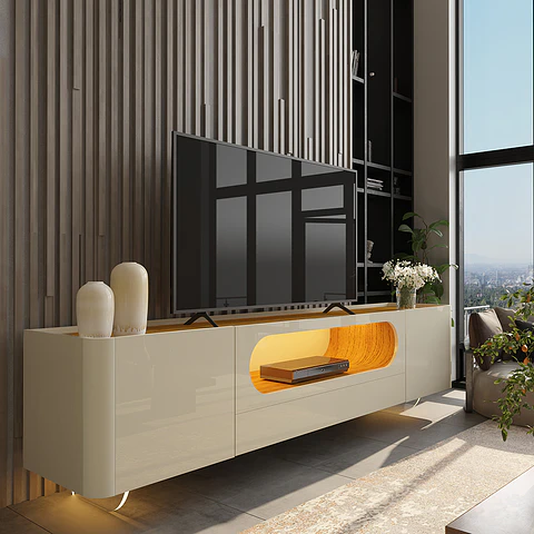 Rack Nobre 2.1 Pata Vidrio Off White Natural