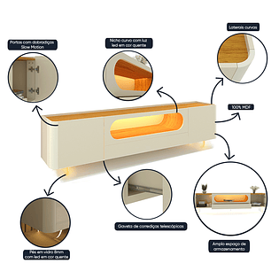 Rack Nobre 2.1 Pata Vidrio Off White Natural