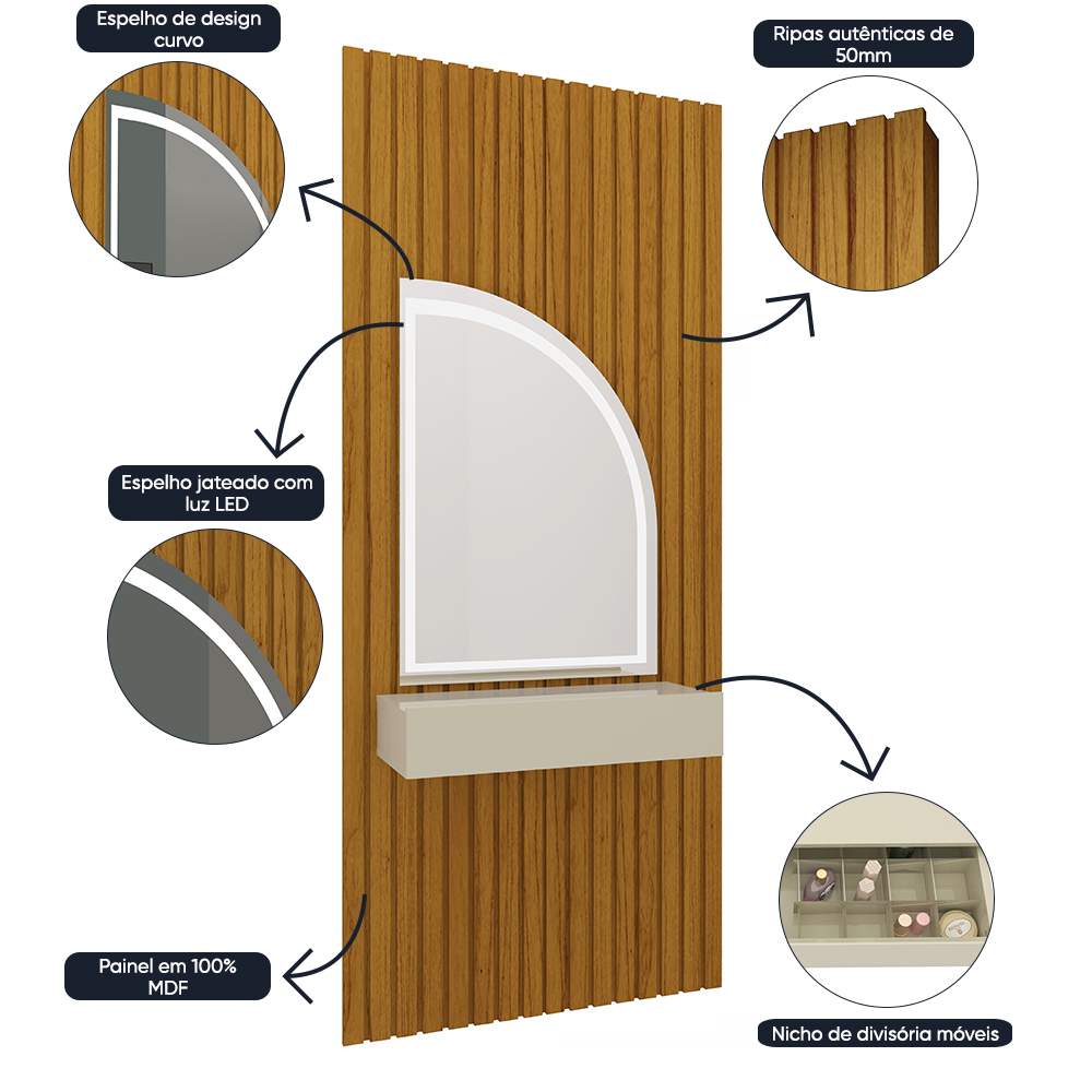 Tocador Realeza Natural Off White LED 3