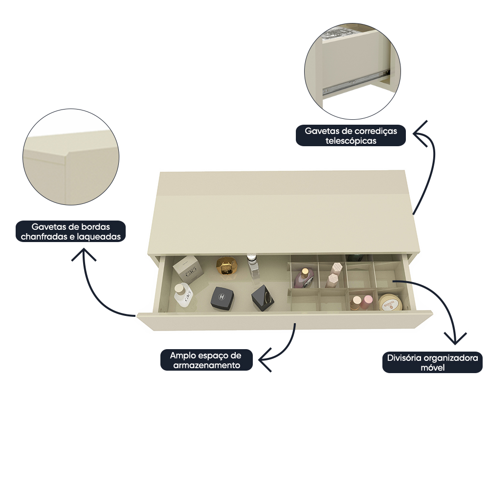 Tocador Realeza Natural Off White LED 6