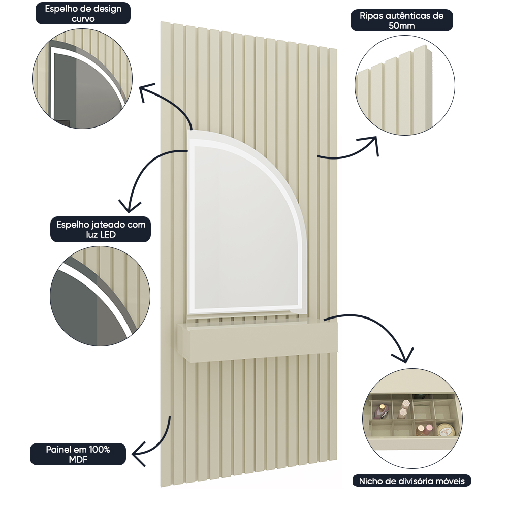 Tocador Realeza Off White LED 4