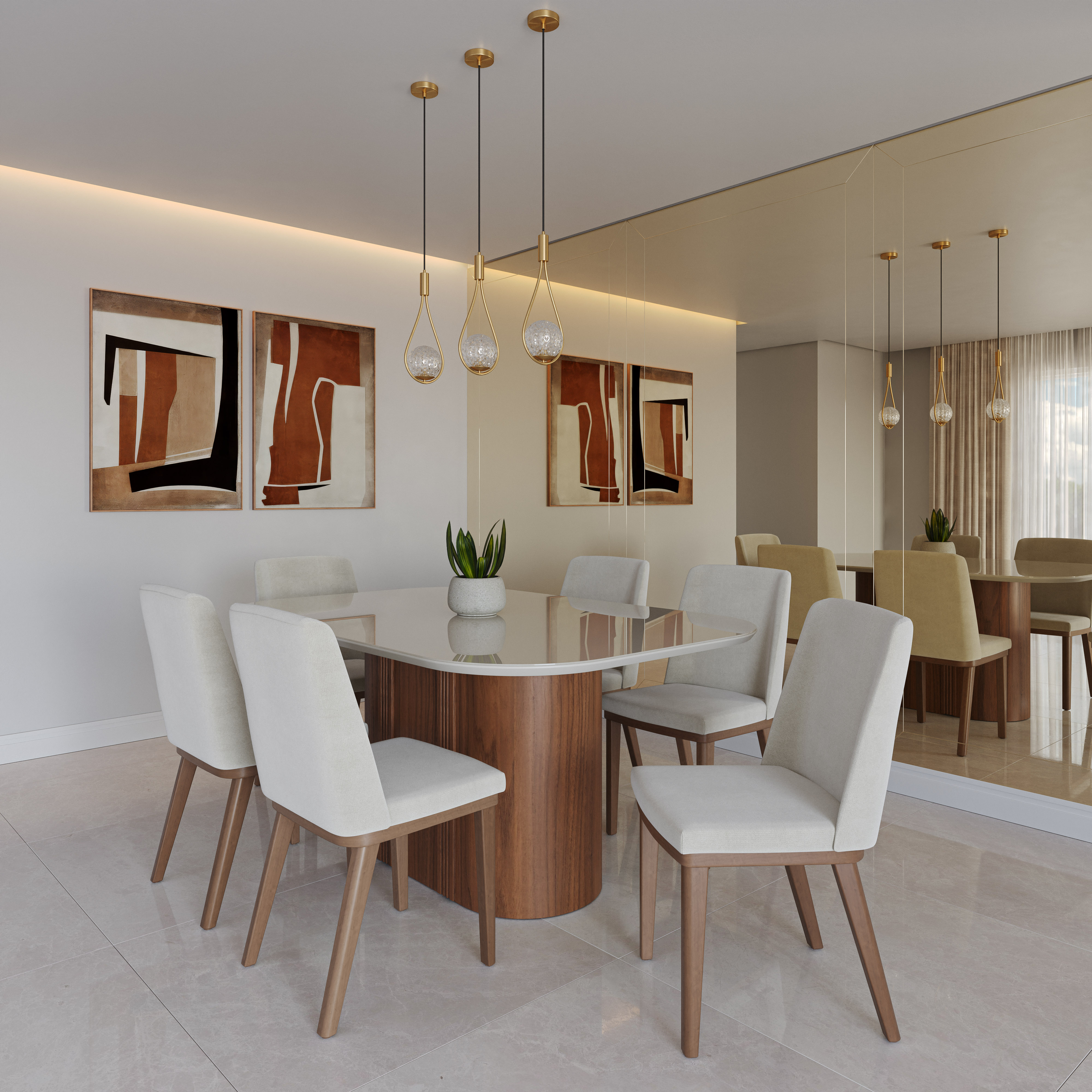 Comedor Kalina 1.6 + 6 Sillas Kalina Soft Palha 1