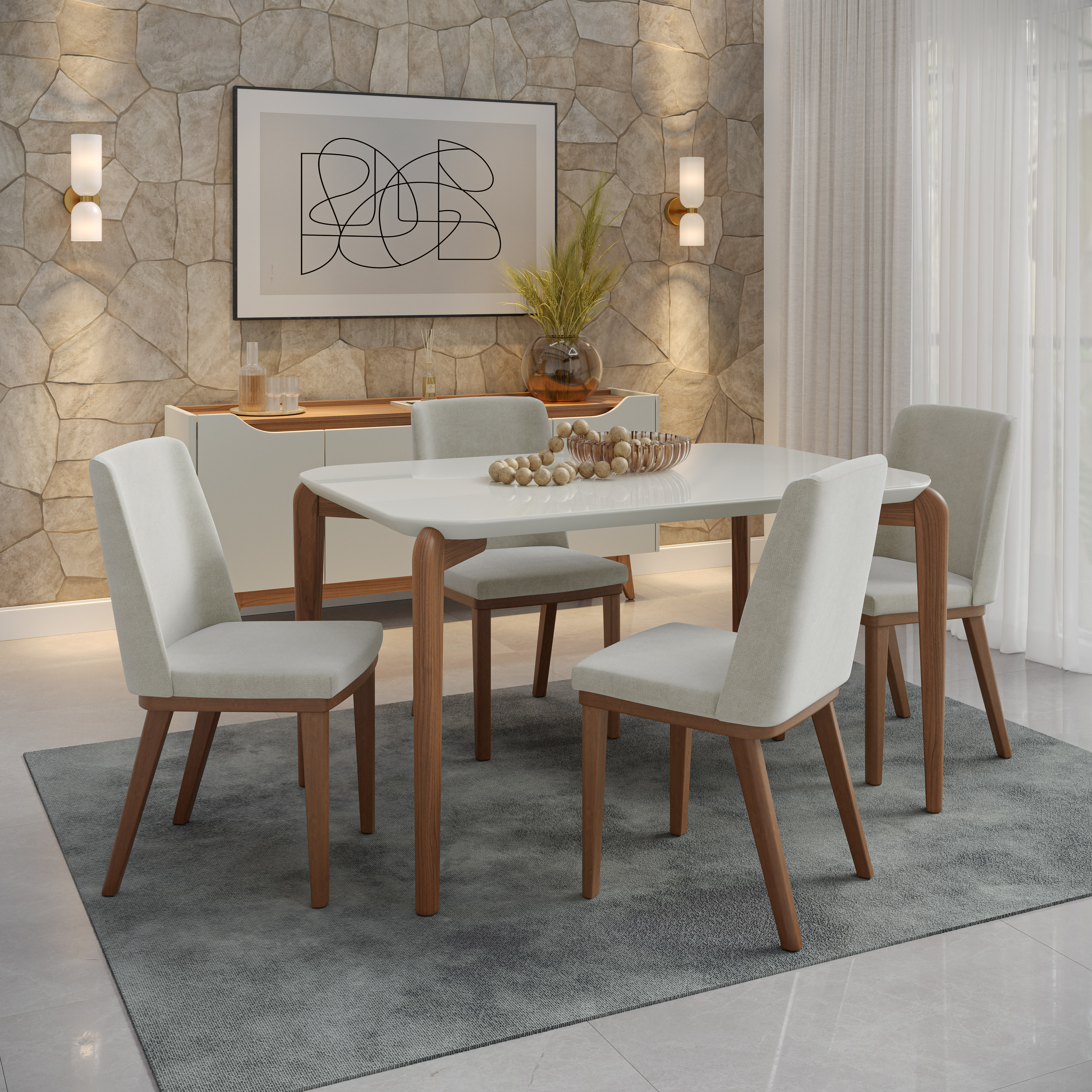 Comedor Donatella 1.35 + 4S Kalina soft palha 1