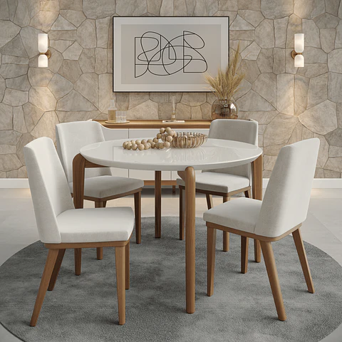 Comedor Donatella Redondo 1.15 + 4S Kalina Soft Palha