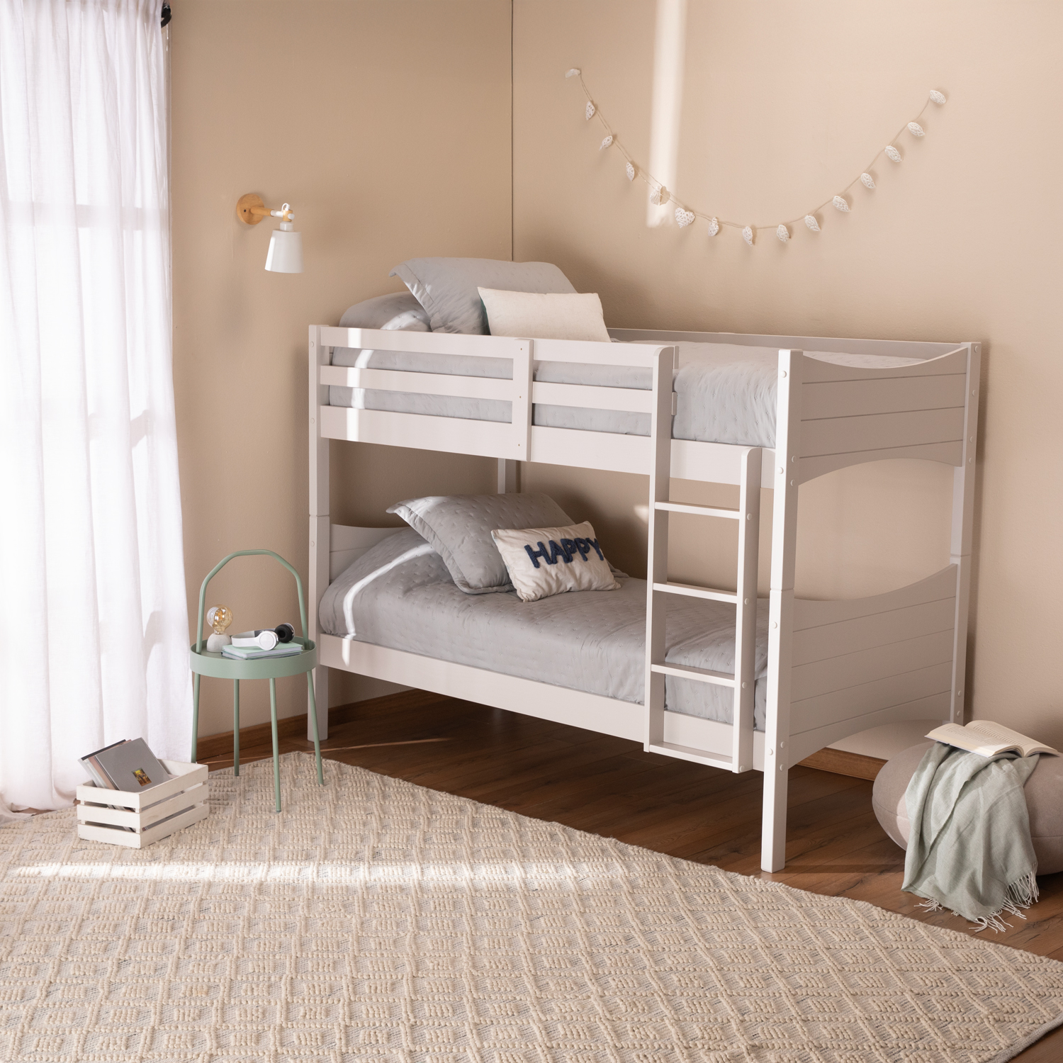 Camarote Curvy Desmontable 1P 100% Madera Off White 1