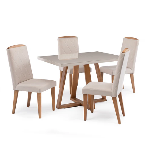 Comedor 1.2 Mara Off White 4 sillas Daisy