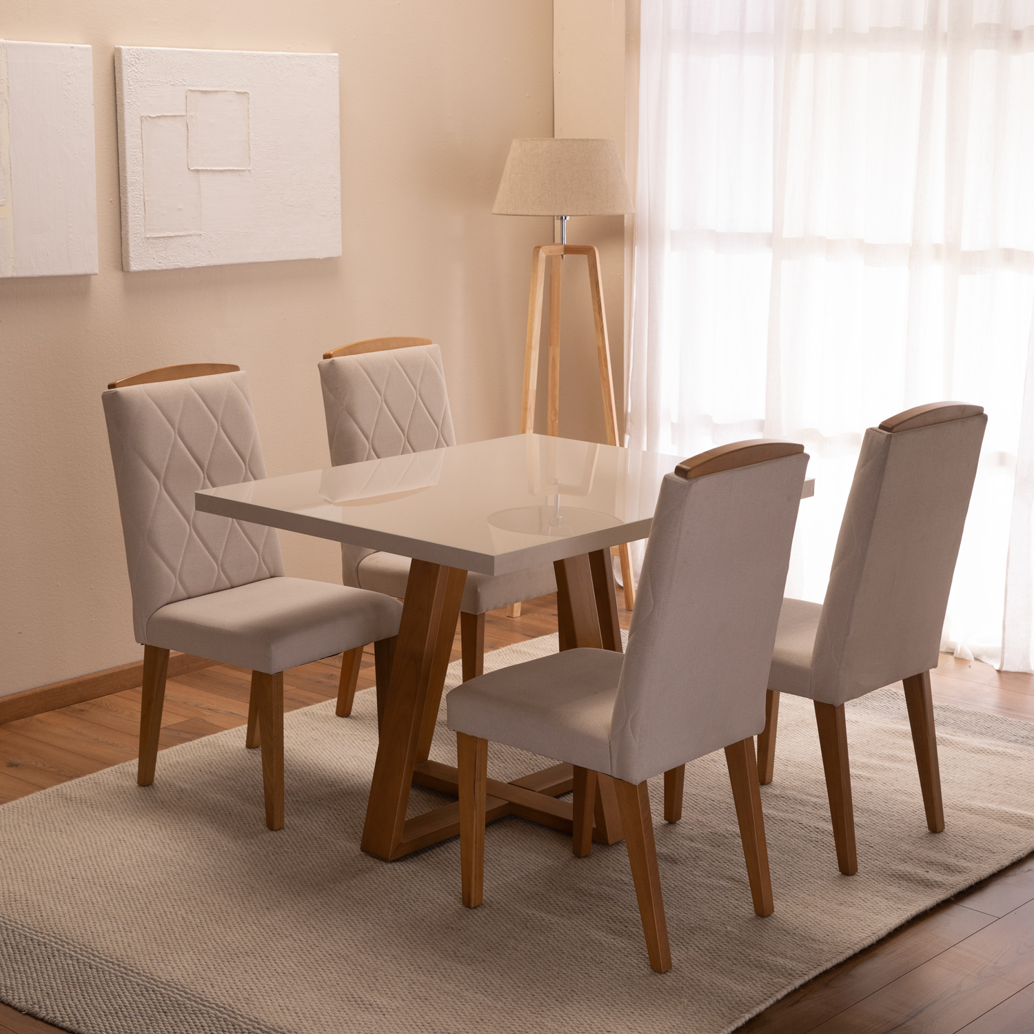 Comedor 1.2 Mara Off White 4 sillas Daisy 1