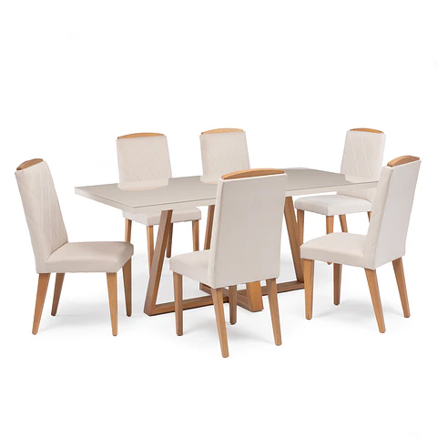 Comedor 1.8 Mara Off White 6 sillas Daisy