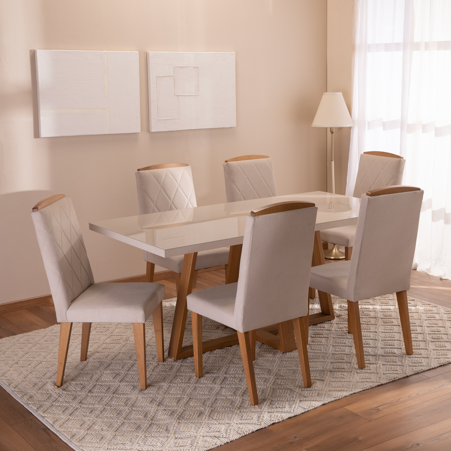 Comedor 1.8 Mara Off White 6 sillas Daisy 1