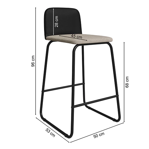 Banqueta Dallas Negra Linho Beige