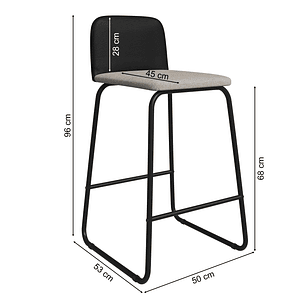 Banqueta Dallas Negra Linho Beige