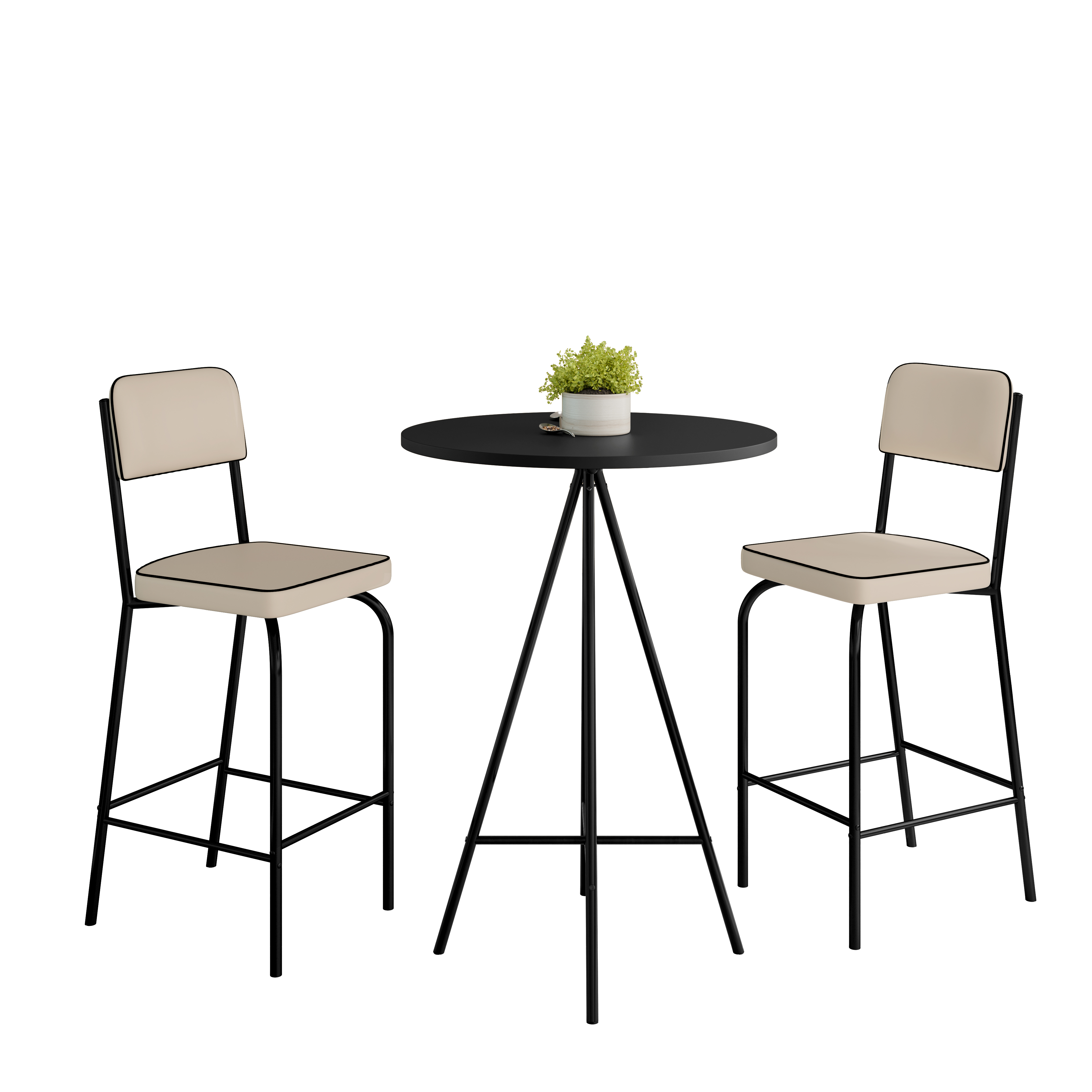 Mesa Bar Milao+ 2 Banquetas Vintage Off White Pata Negra 4