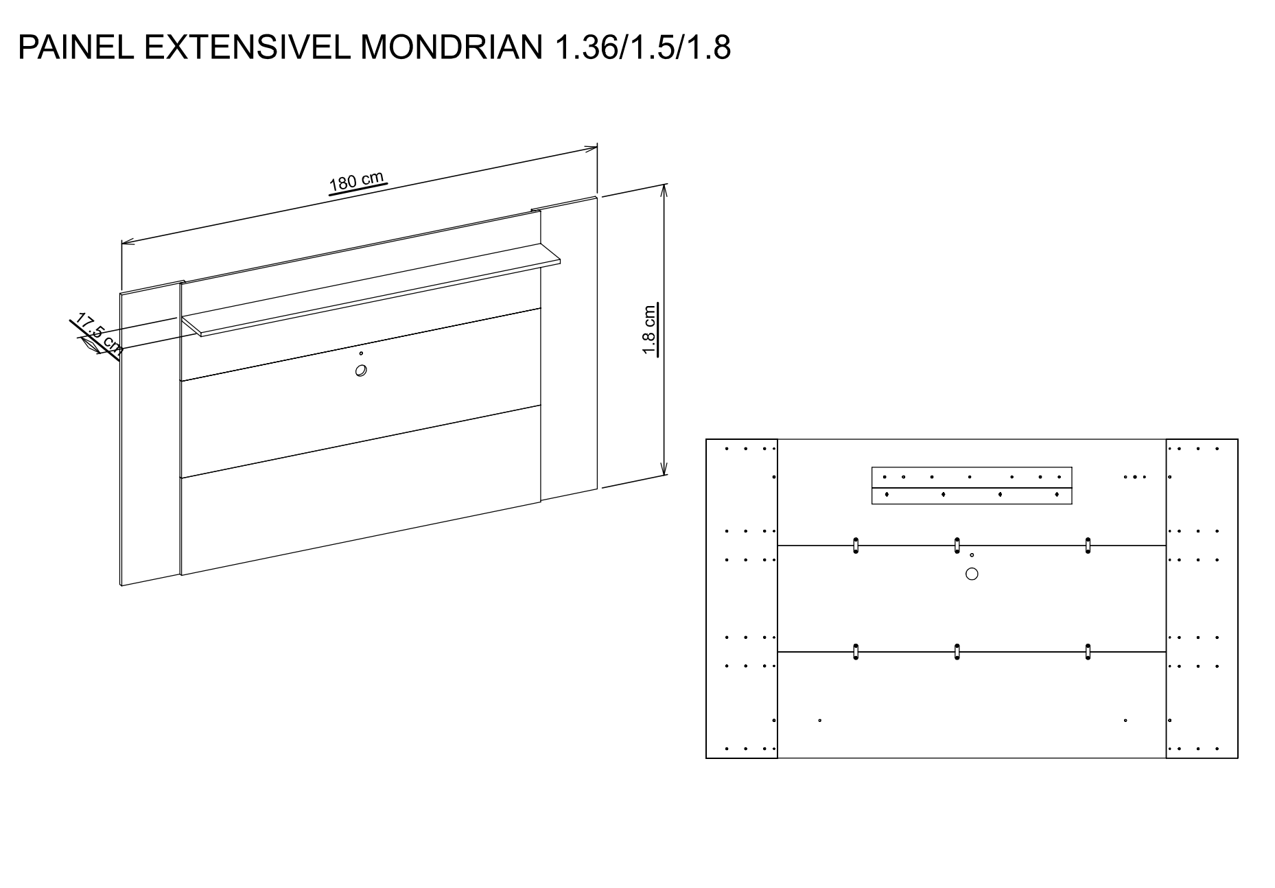Set Mondrian panel extensible 1.35-1.8 + Rack 1.35 Gris Castaño  4
