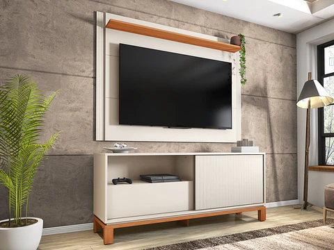 Set Mondrian panel extensible 1.35-1.8 + Rack 1.50 OW Castaño 