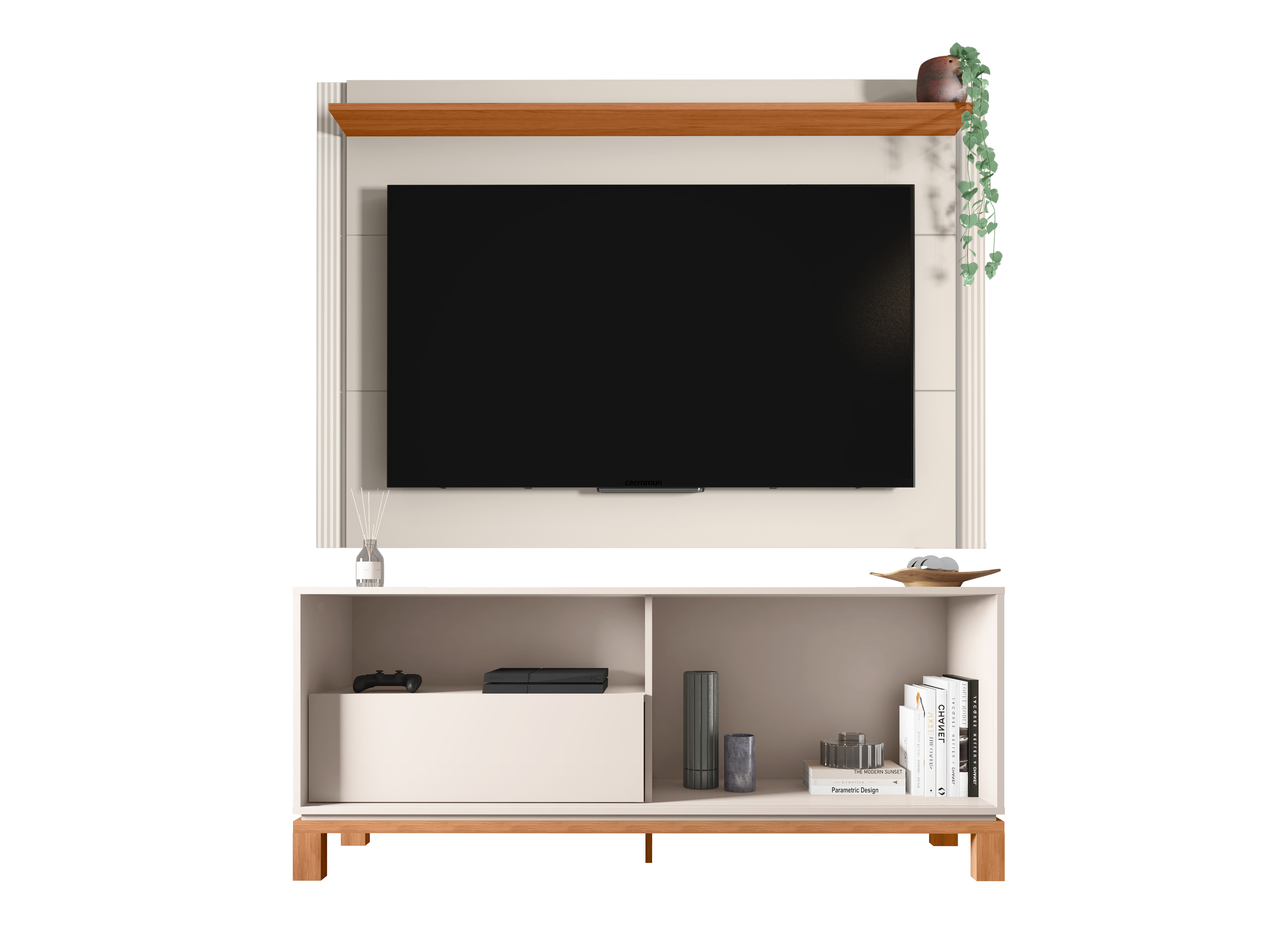 Set Mondrian panel extensible 1.35-1.8 + Rack 1.50 OW Castaño  3