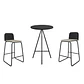 Mesa Bar Milao Negro +2 Banquetas Dallas Negra Linho Beige  - Miniatura 1