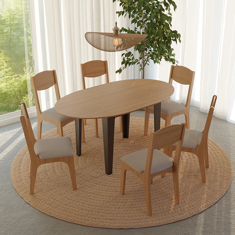 Comedor Tm70 Extensible + 6 sillas CA12