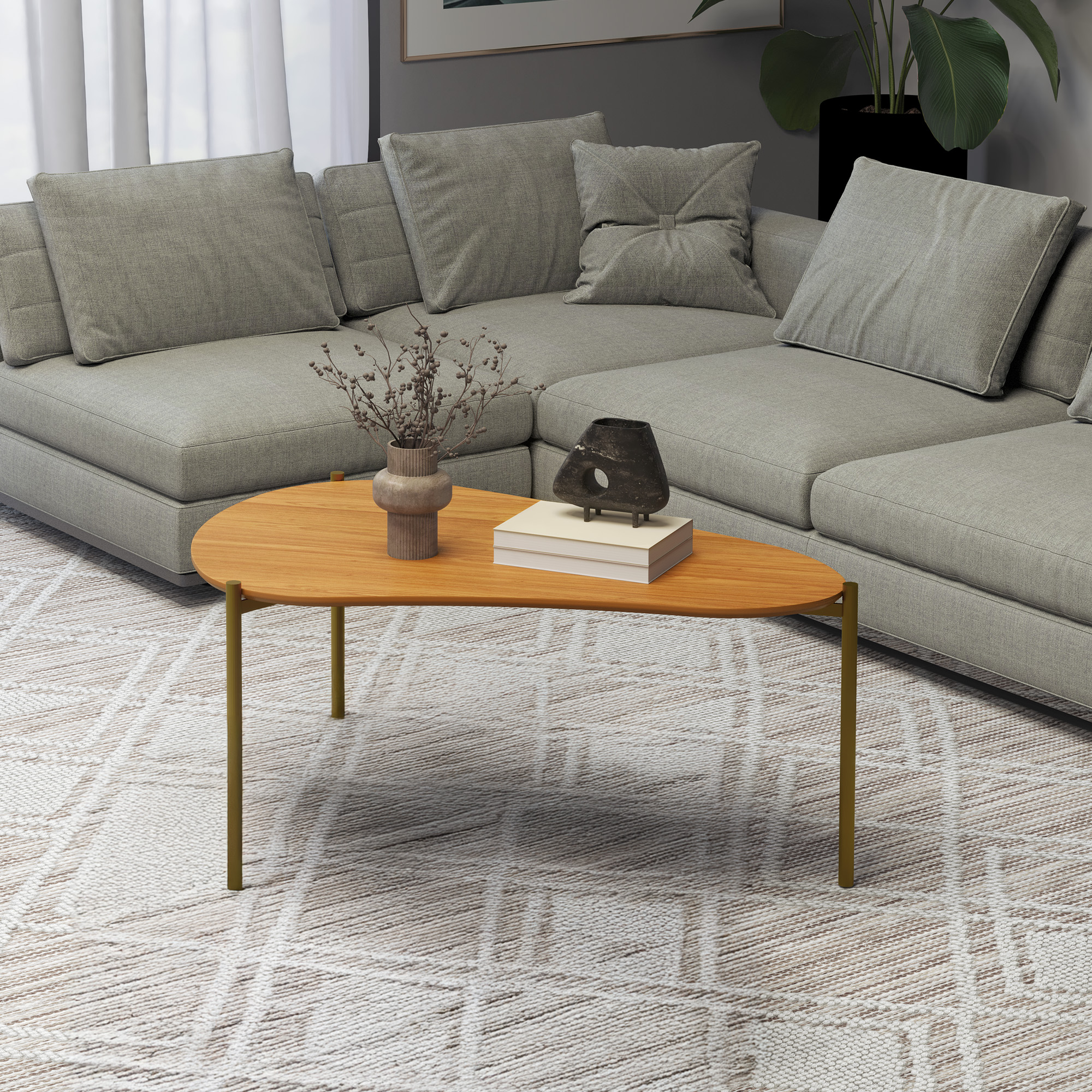 Mesa de Centro TB627 Off White Castaño 1