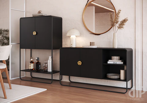 Set Luna Buffet 28071 + Bar 28069 Negro