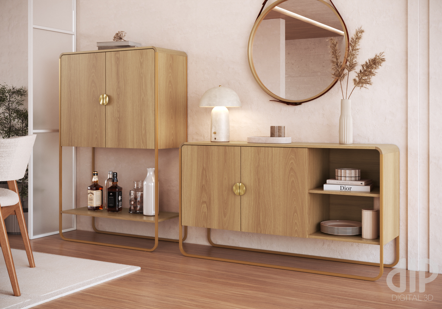 Set Luna Buffet 28071 + Bar 28069 Natural 1