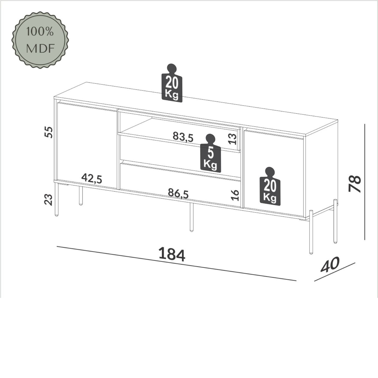 Buffet Tb403 1.8 Castaño Off White 6