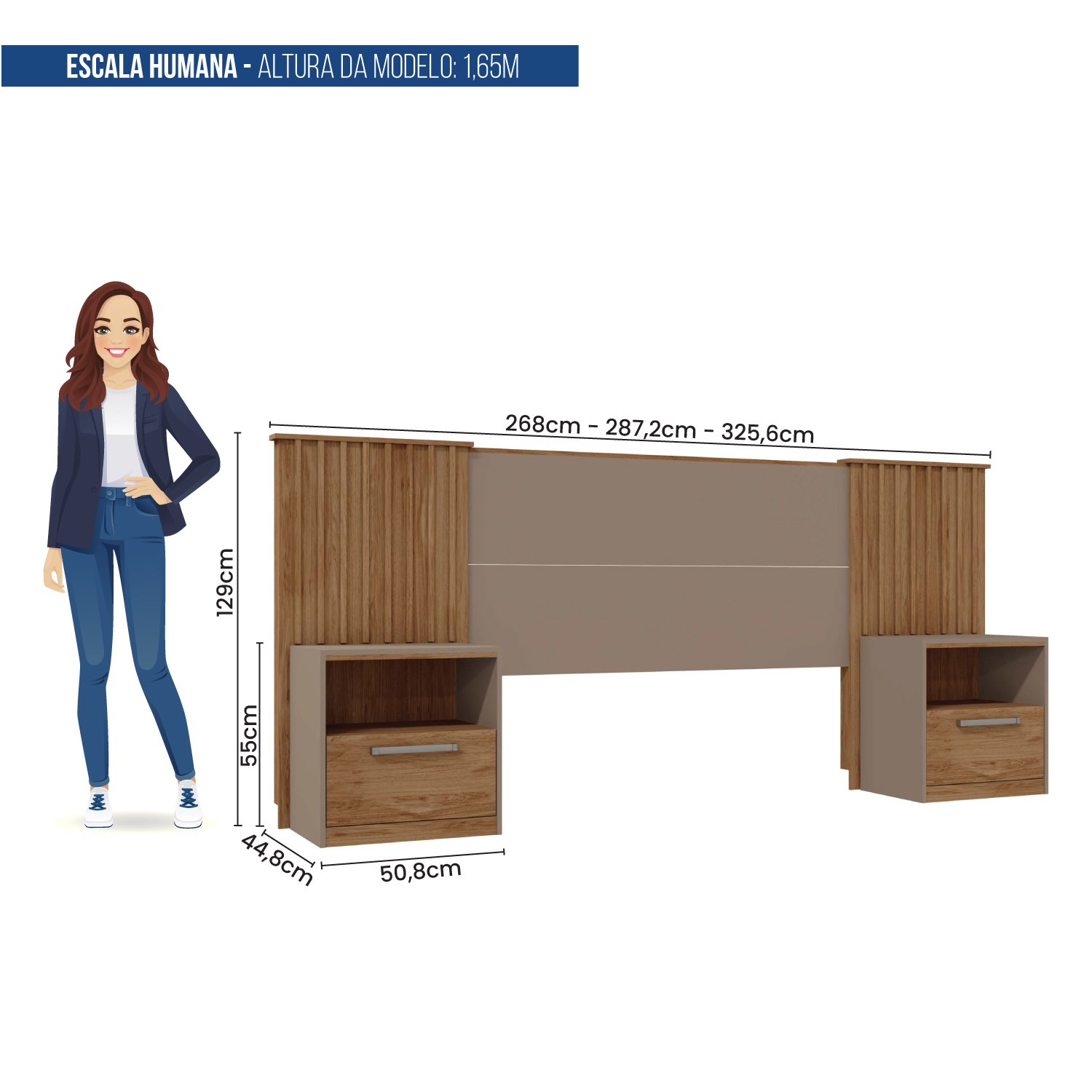 Respaldo Lucius Castaño Extensible 260-320cm + 2 Veladores 4