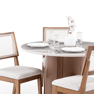 Comedor Kalina Redondo 1.15 + 4 Sillas Saga L02