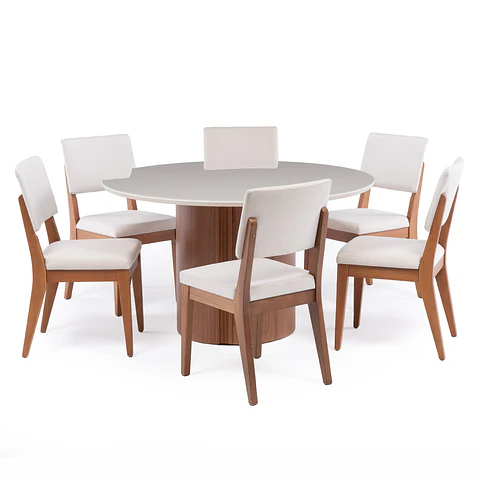 Comedor Kalina 1.35 Red + 6 Sillas Ella L02