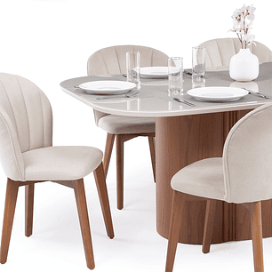 Comedor Kalina 1.8 + 6 Sillas Alba Soft Palha