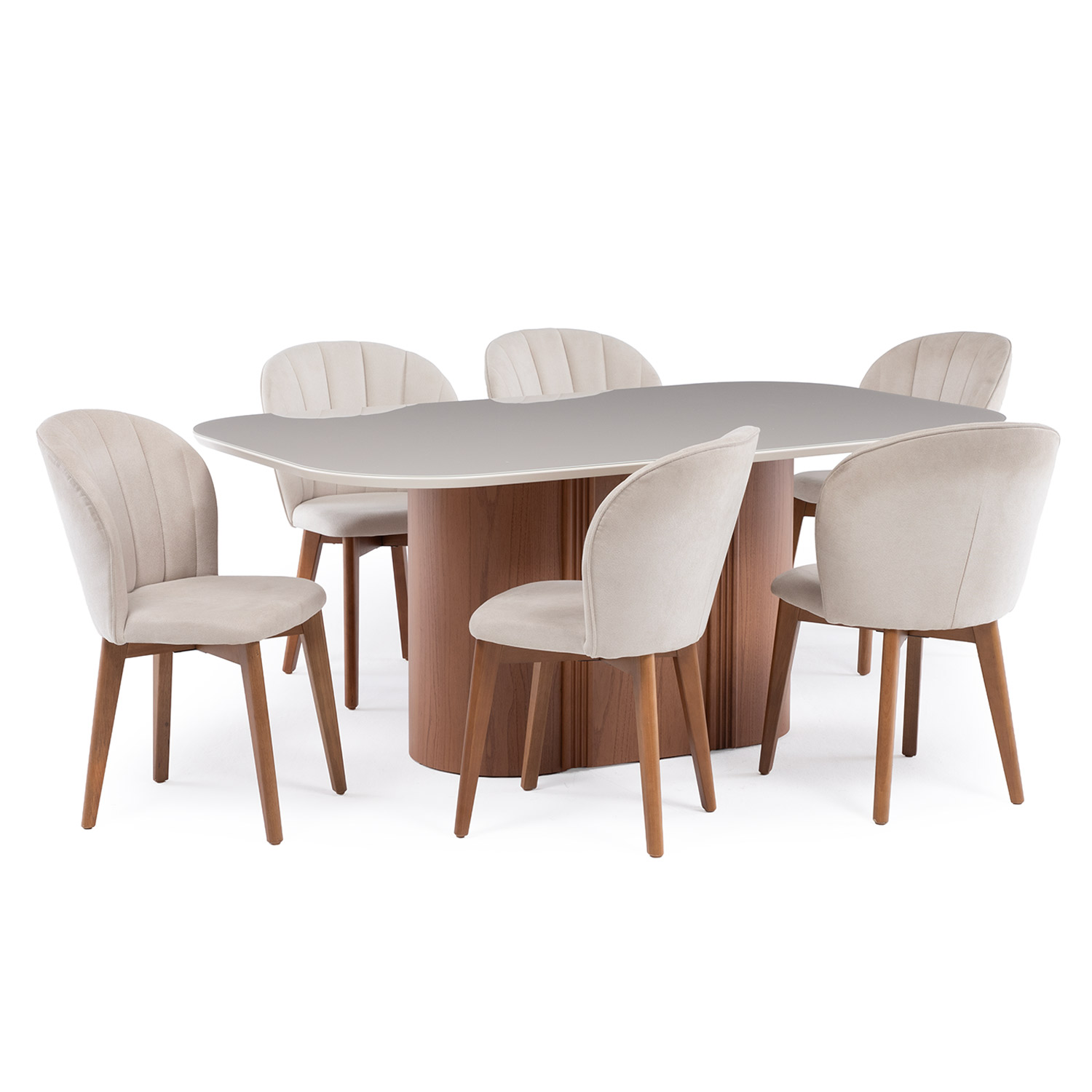 Comedor Kalina 1.8 + 6 Sillas Alba Soft Palha 3