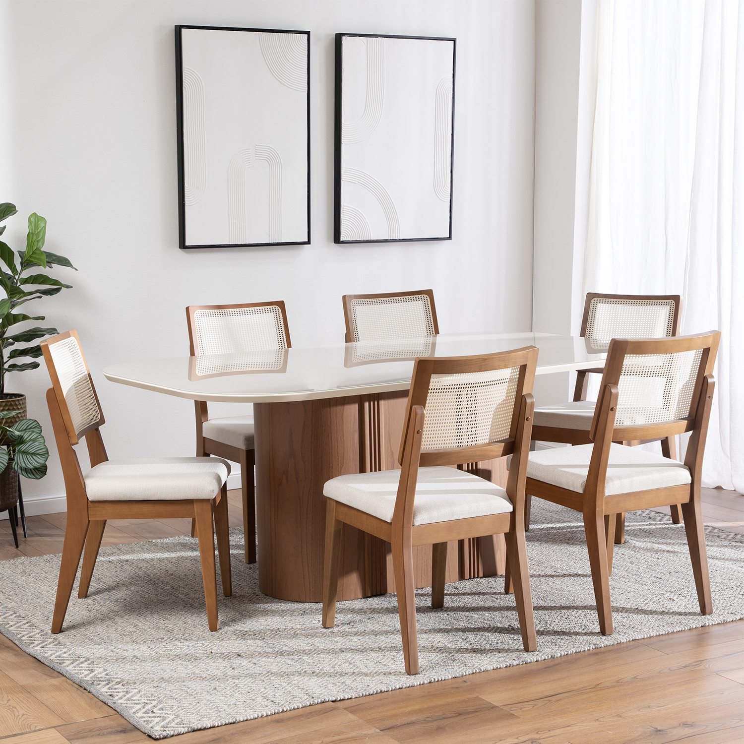 Comedor Kalina 1.8 + 6 Sillas Saga Ratan Ts L02 1