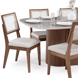 Comedor Kalina 1.8 + 6 Sillas Saga Ratan Ts L02