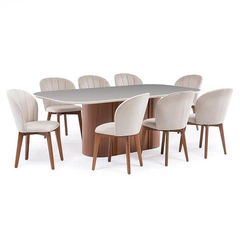 Comedor Kalina 2.2 + 8 Sillas Alba Soft Palha