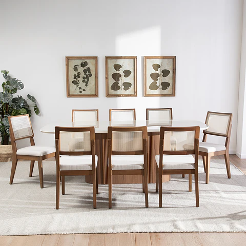 Comedor Kalina 2.2 + 8 Sillas Saga Ratan Ts L02