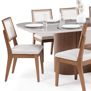 Comedor Kalina 2.2 + 8 Sillas Saga Ratan Ts L02