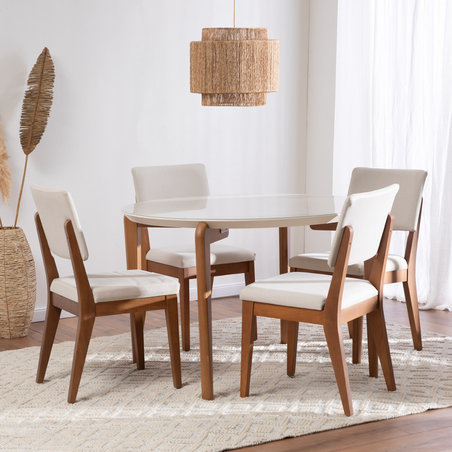 Comedor Donatella Red 1.15 + 4 Sillas Ella L02 1