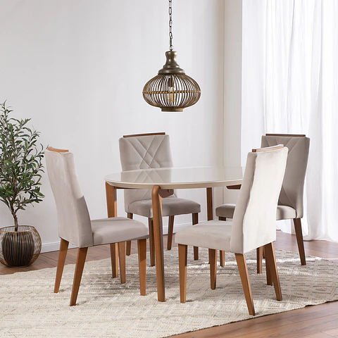 Comedor Donatella Red 1.15 + 4 Sillas Megan 