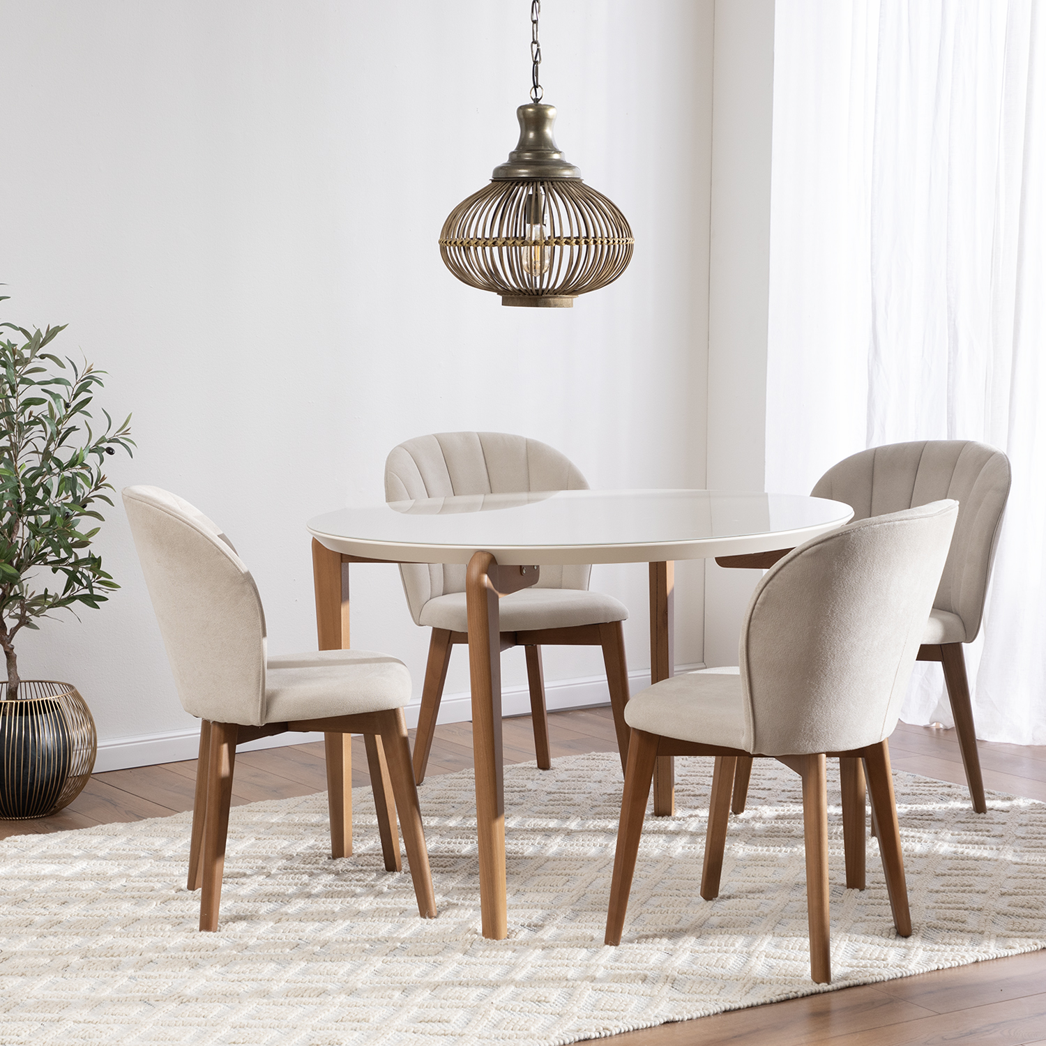 Comedor Donatella Red 1.15 + 4 Sillas Alba Soft Palha 1