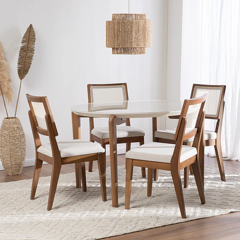 Comedor Donatella Red 1.15 + 4 Sillas Saga Ratan Ts L02